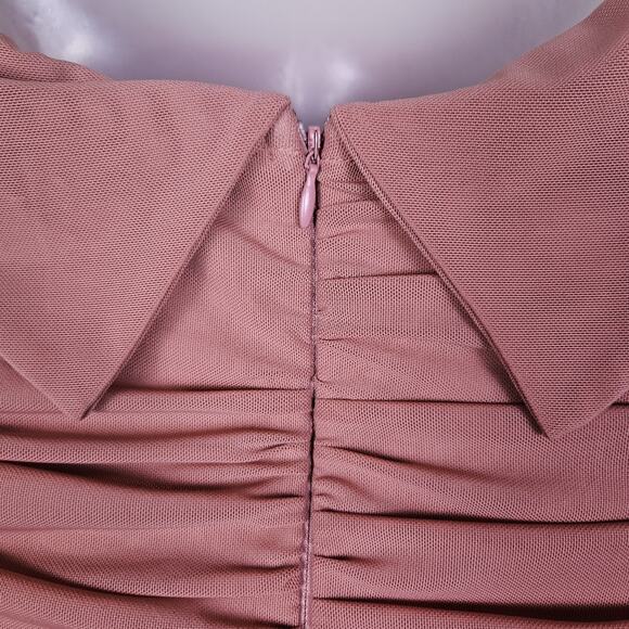 Lulus Revel Romance Formal Dress Size S Off Shoulder Rose Long Maxi Ruched Mesh - Picture 11 of 16